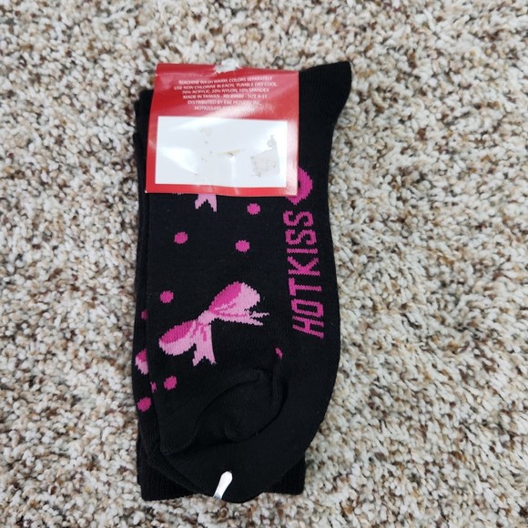 Hot Kiss Socks Black w/pink bows - Picture 2 of 3